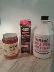 Honey, Molasses and Maple Syrup, some yummy sweeteners!